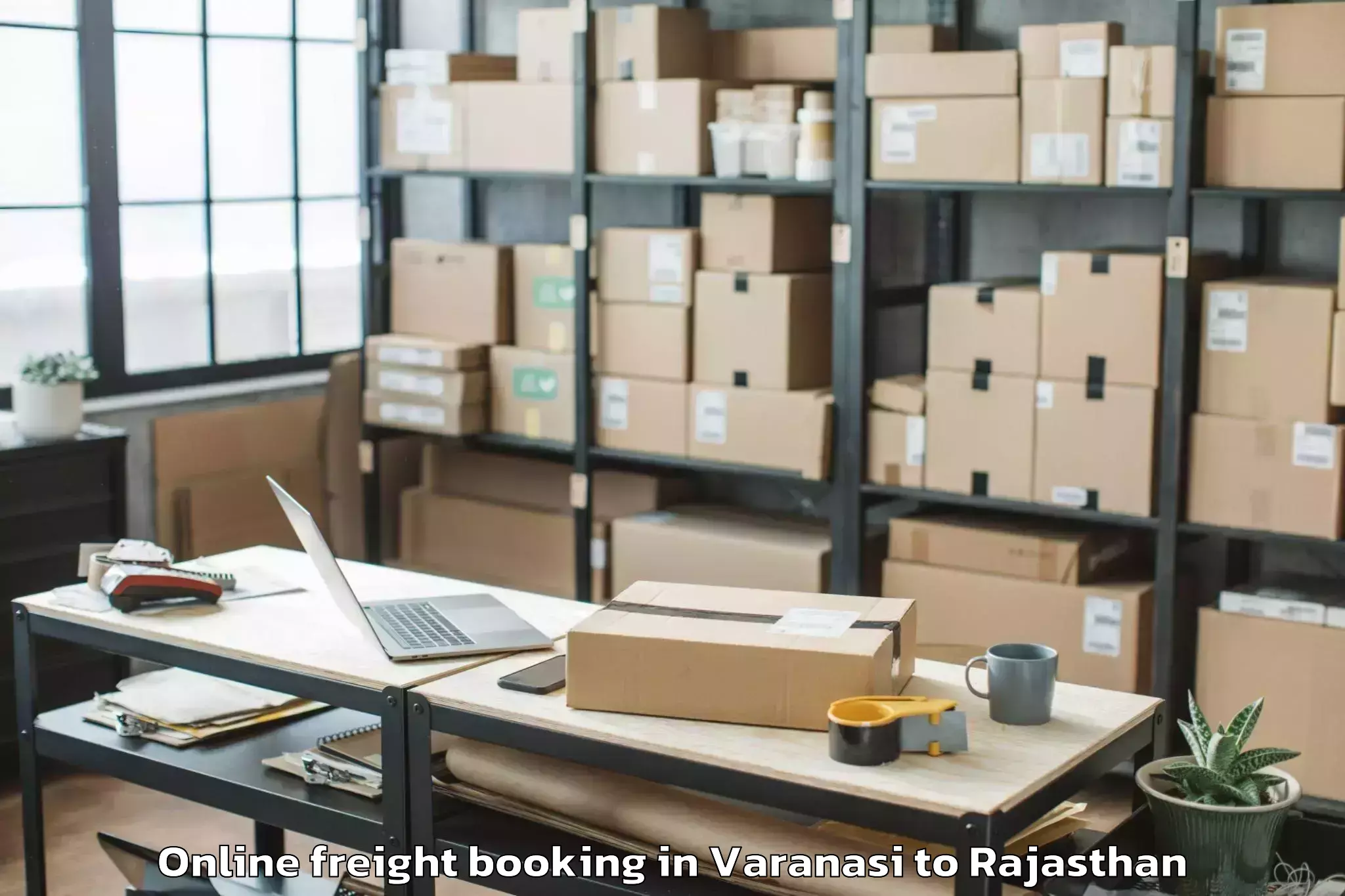 Top Varanasi to Opjs University Churu Online Freight Booking Available